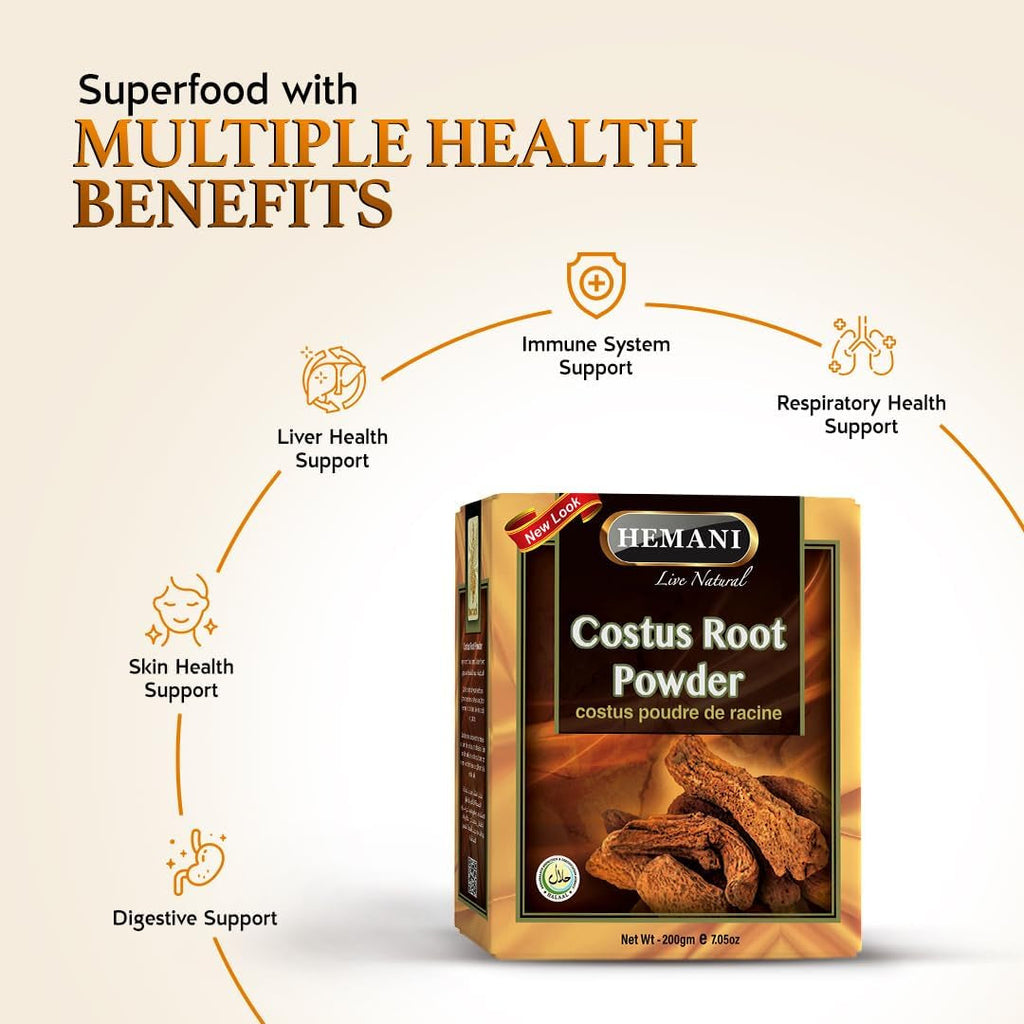 Hemani Costus Root Powder 200G - Qust Al-Hindi (Saussurea Costus) Prophetic Medicine Herb | Traditional Unani & Ayurvedic Formula | Halal, Alcohol-Free | since 1949