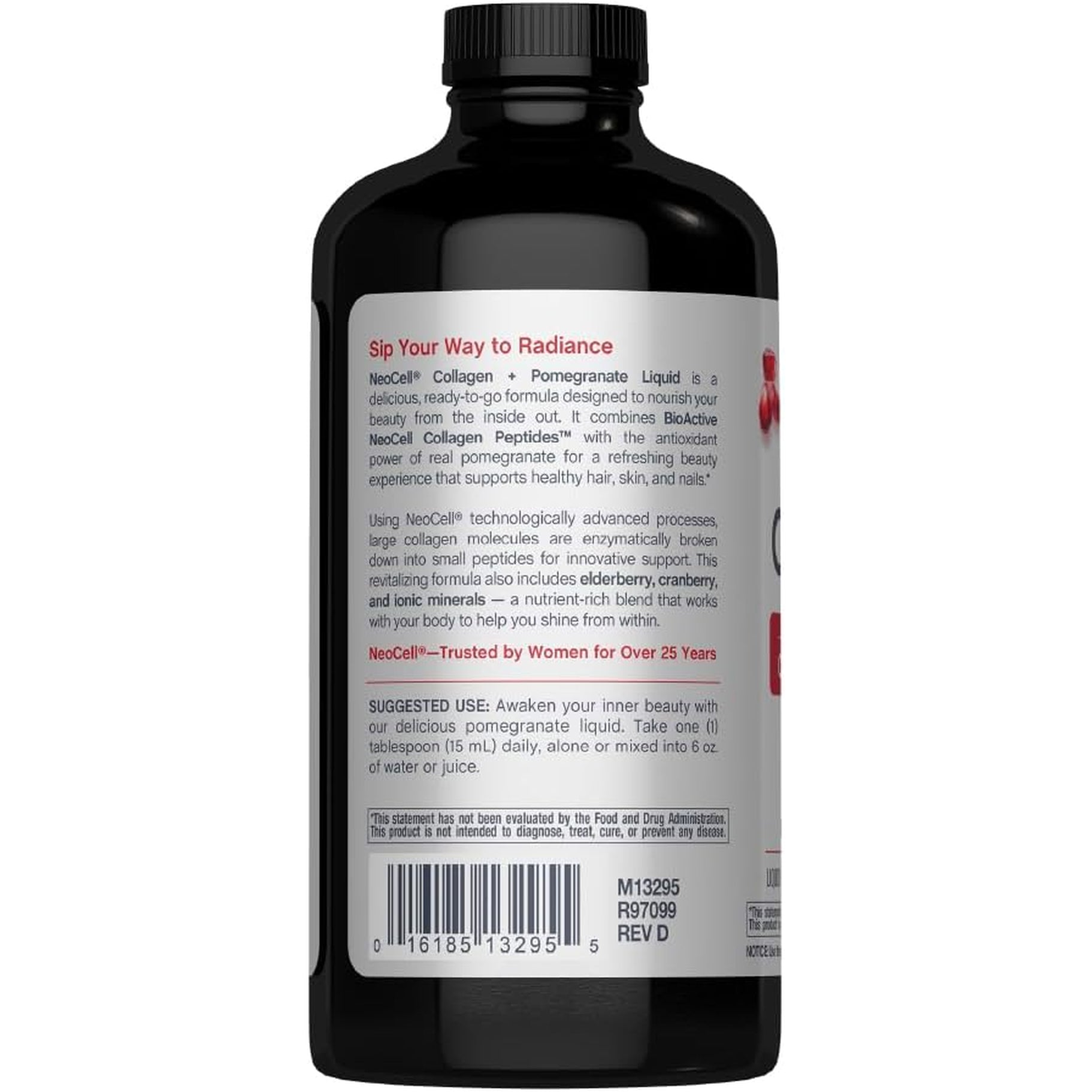 Neocell Liquid Collagen, Skin, Hair, Nails and Joints Supplement, Includes Fruit Juice Concentrates and Green Tea Blend, Pomegranate, 16 Oz., 1 Bottle