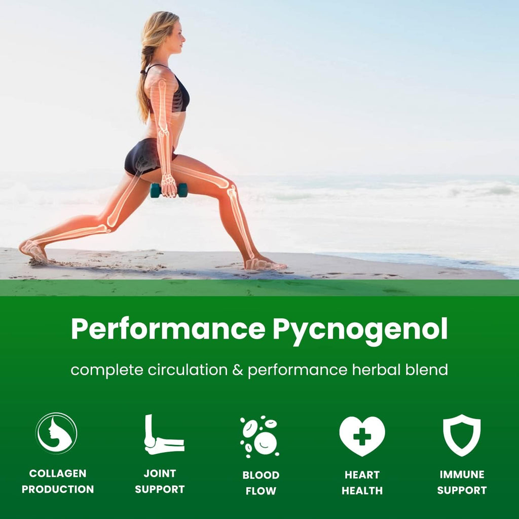 Nutrachamps Pycnogenol French Maritime Pine Bark Extract, Premium Circulation Complex, Blood Flow, Nitric Oxide Production, Superior Absorption, Results with Black Pepper Extract, 60 Capsules