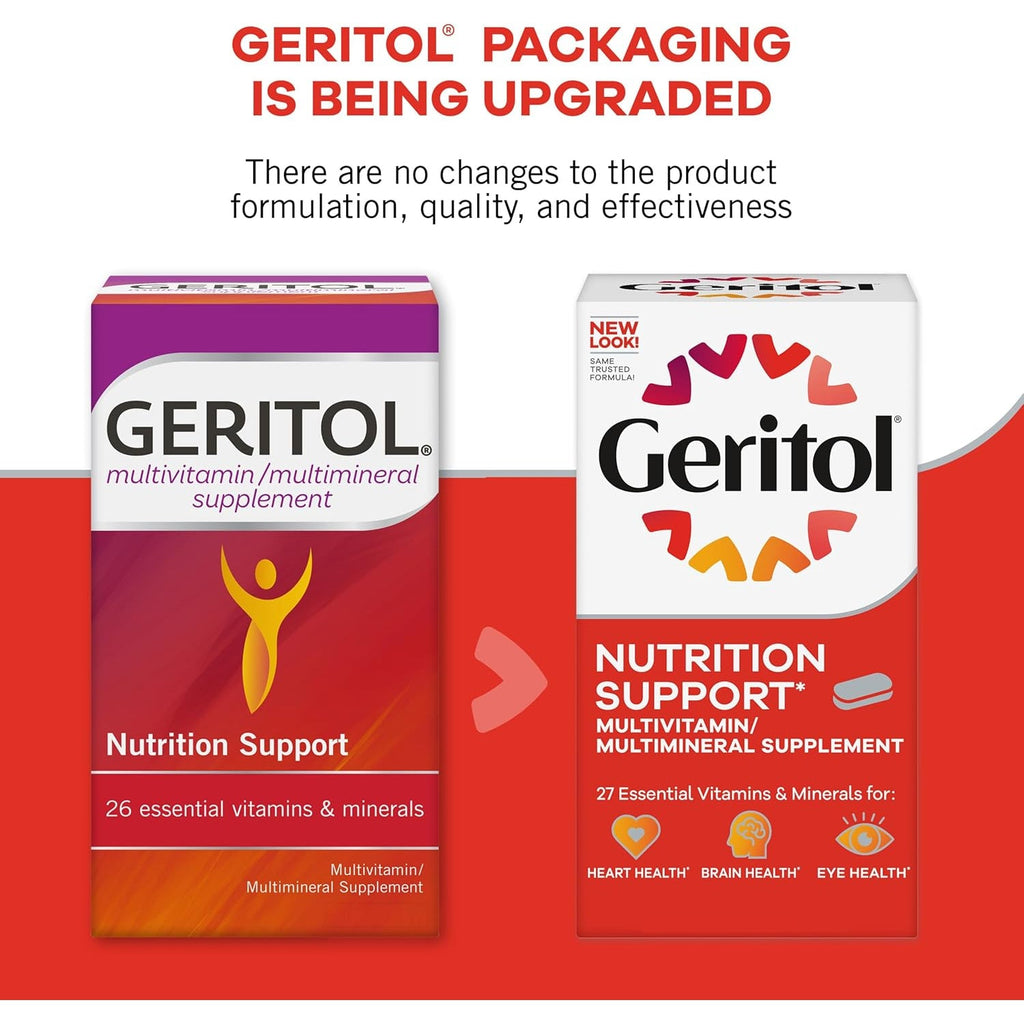 Geritol Multivitamin Supplement, Contains B-Vitamins, Antioxidants, Vitamins C, E & D and Iron, 27 Essential Vitamins and Minerals, Gluten-Free, Non-Gmo, No Artificial Sweeteners, 40 Tablets