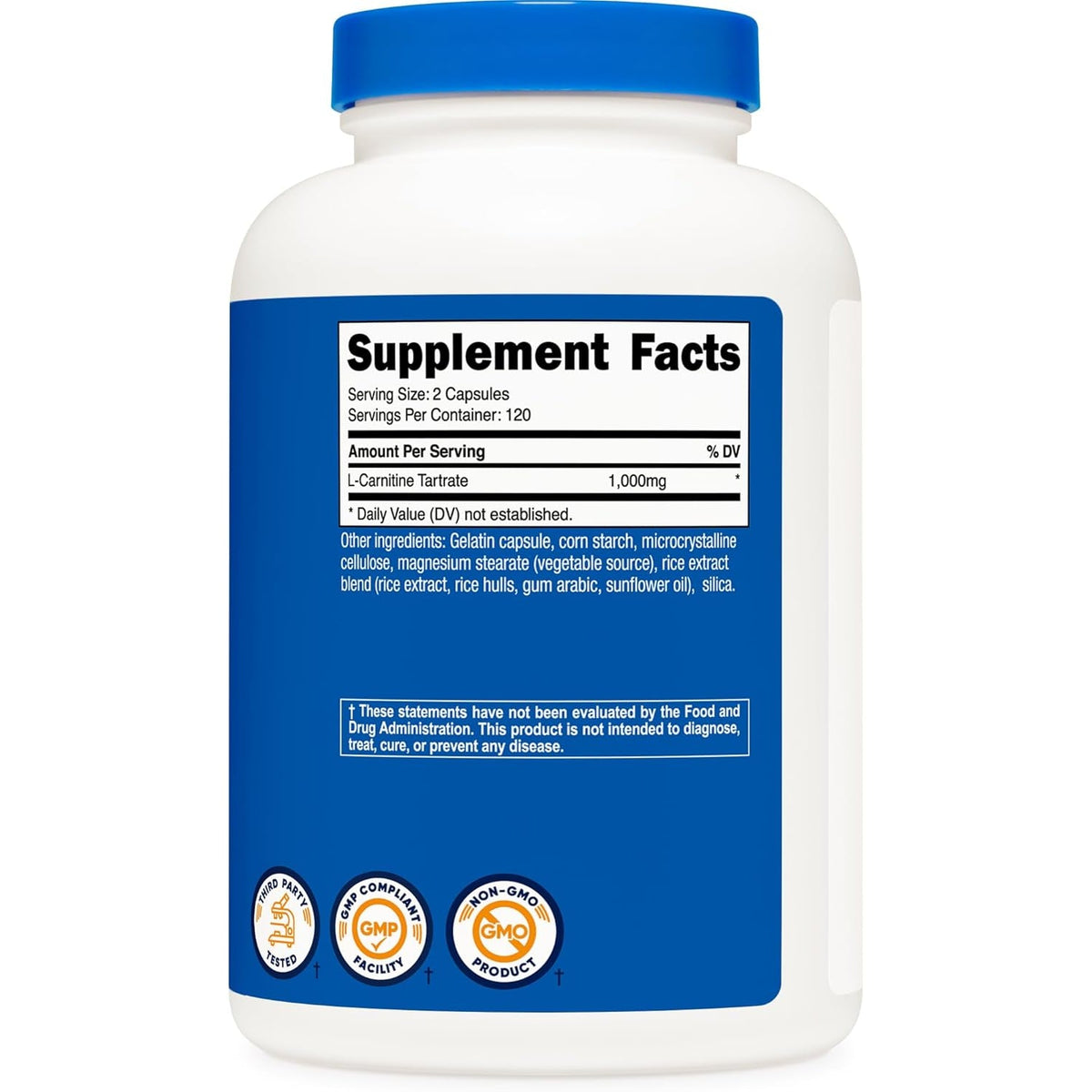 Nutricost L-Carnitine Tartrate 1,000Mg, 240 Capsules - 500Mg per Capsule, 120 Servings
