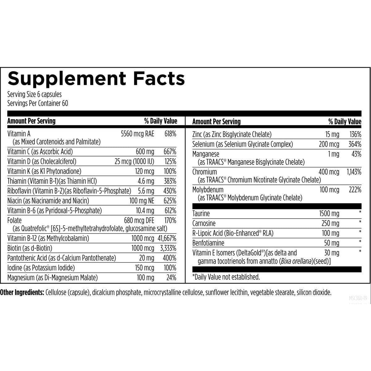 Designs for Health Metabolic Synergy - Multivitamin and Mineral Supplement with Chromium, Zinc, Selenium, R-Lipoic Acid, Vitamins + More (360 Capsules)