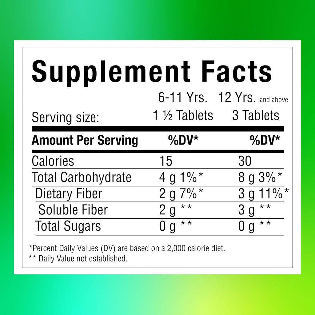 Benefiber Chewable Prebiotic GLP-1 Friendly Fiber Supplement Tablets for Digestive Health, Assorted Fruit Flavors - 100 Count