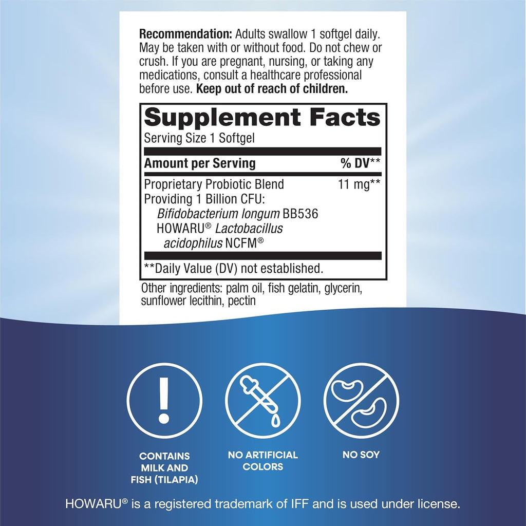 Nature'S Way Probiotic Pearls Acidophilus, Supports Digestive Balance & Gut Health, Reduce Occasional Constipation and Bloating*, 1 Billion Cultures, 90 Softgels