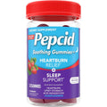 Pepcid Soothing Gummies, Heartburn Relief + Sleep Support Gummies Help Occasional Heartburn, Upset Stomach, Acid Indigestion + Sleeplessness, Calcium & Melatonin, Strawberry, 32 Ct
