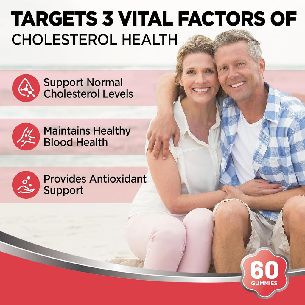 Cholesterol Supplements Gummies Sugar Free, Plant Sterols and Stanols Supplements plus Citrus Bergamot, Coq10 & Vitamins, Organic, Vegan, Natural Mixed Berry Flavor, 60 Chewables