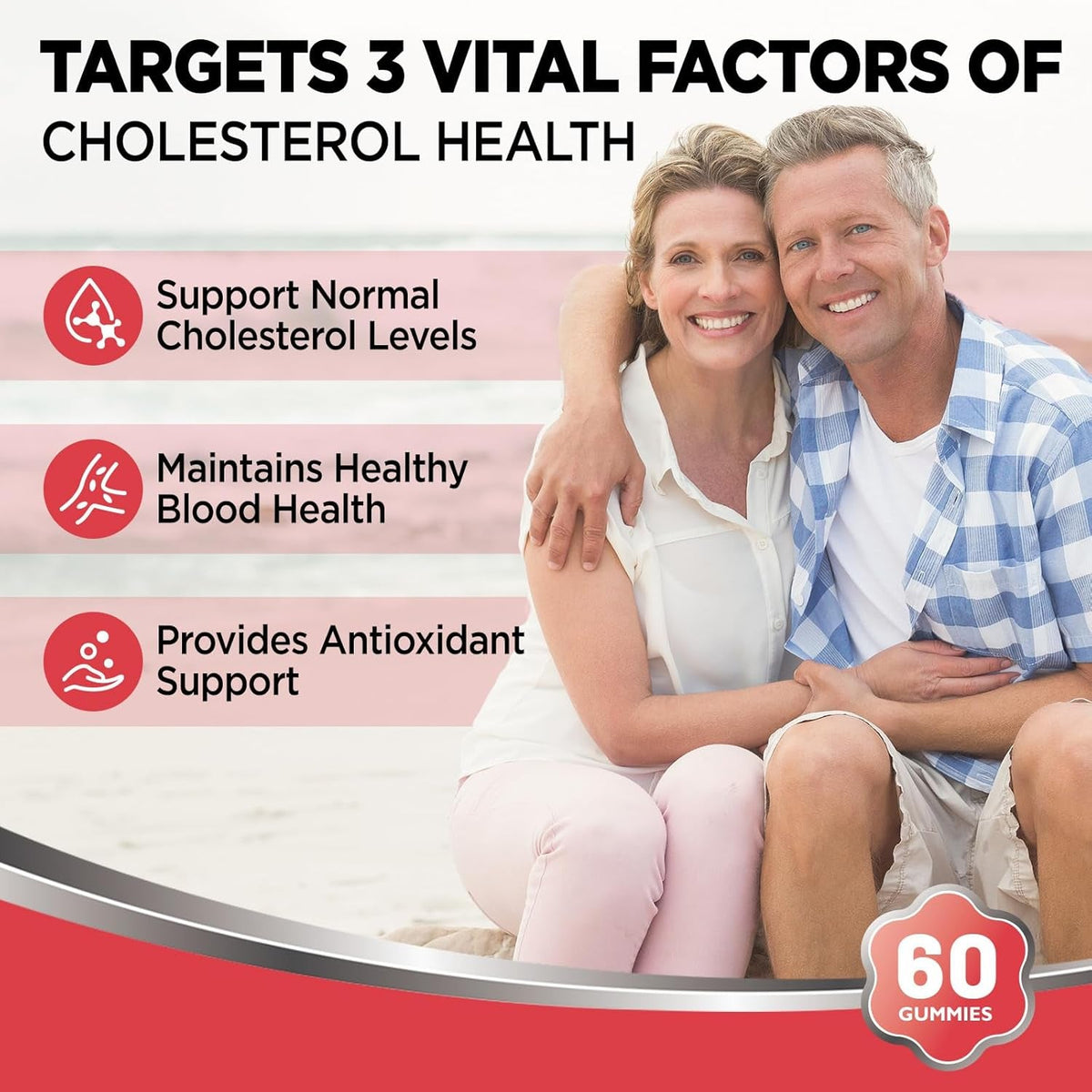 Cholesterol Supplements Gummies Sugar Free, Plant Sterols and Stanols Supplements plus Citrus Bergamot, Coq10 & Vitamins, Organic, Vegan, Natural Mixed Berry Flavor, 60 Chewables