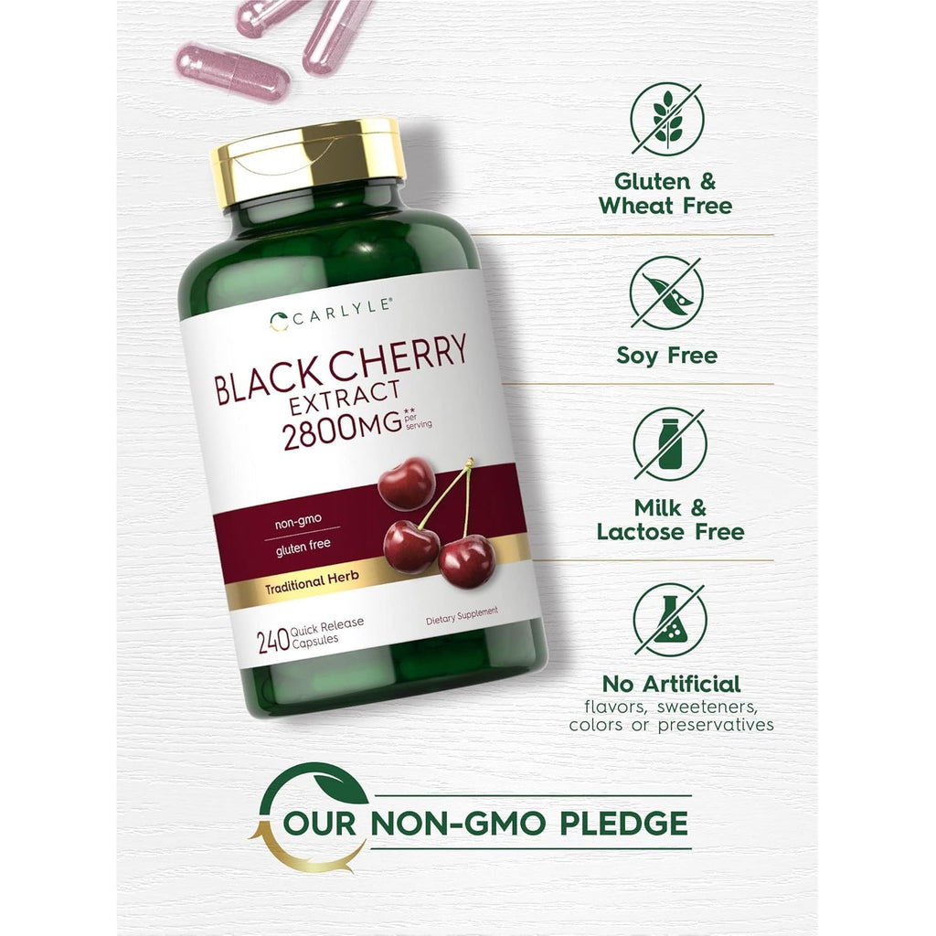 Carlyle Black Cherry Extract Concentrate | 240 Capsules | Non-Gmo and Gluten Free Formula | Prunus Serotina Supplement