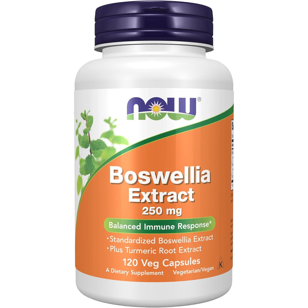 NOW Foods Supplements, Boswellia Extract 250 Mg, plus Turmeric Root Extract, 120 Veg Capsules