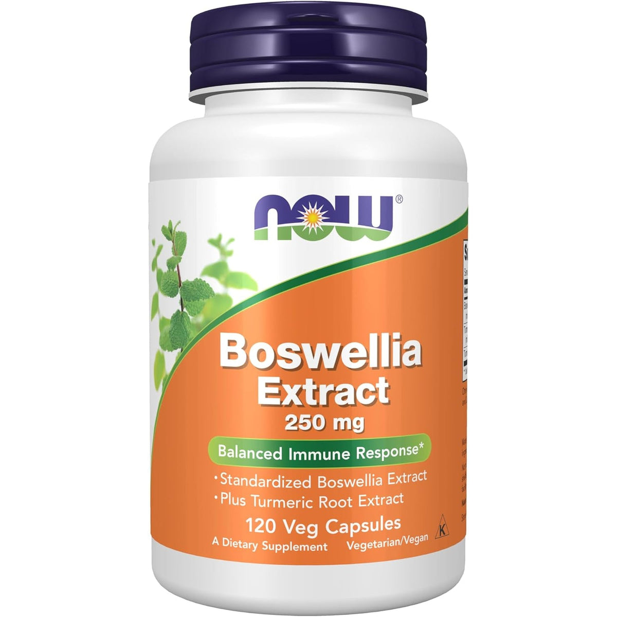 NOW Foods Supplements, Boswellia Extract 250 Mg, plus Turmeric Root Extract, 120 Veg Capsules