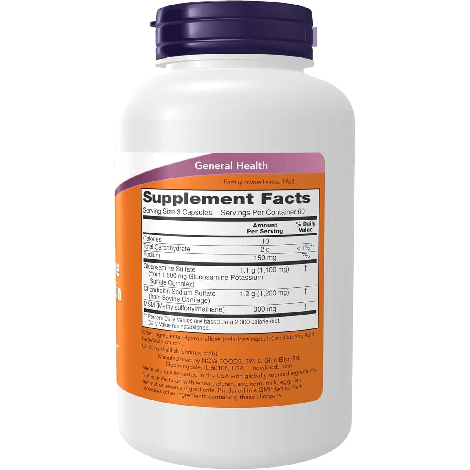 NOW Foods Supplements, Glucosamine & Chondroitin with MSM, Joint Health, Mobility and Comfort*, 180 Veg Capsules