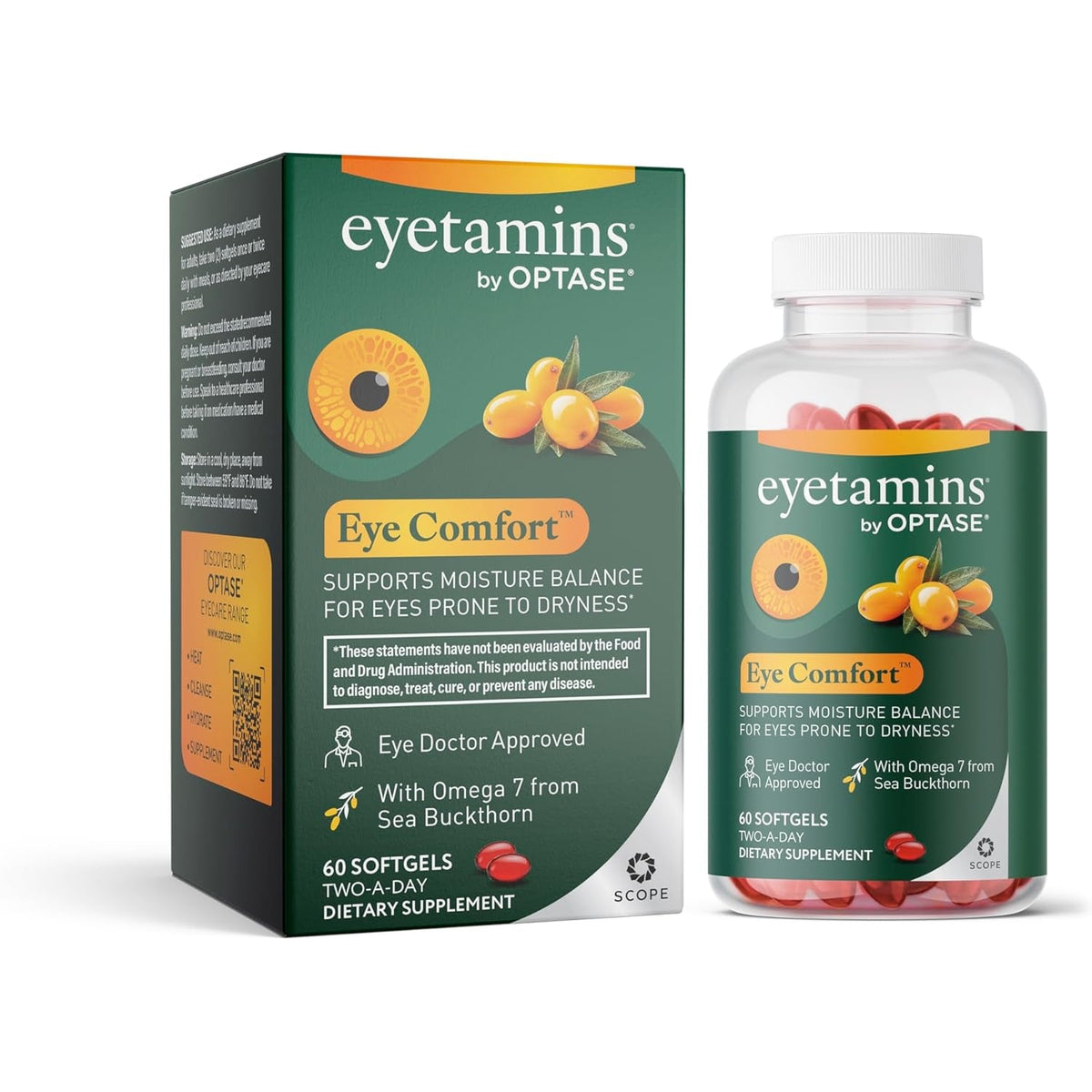 Eyetamins® by OPTASE® Eye Comfort™ - 60 Softgels - Eye Doctor Recommended - an Omega-Based Eye Supplement Formulated to Support Moisture Balance and Eye Comfort from Within. Plant Based Soft Gels.
