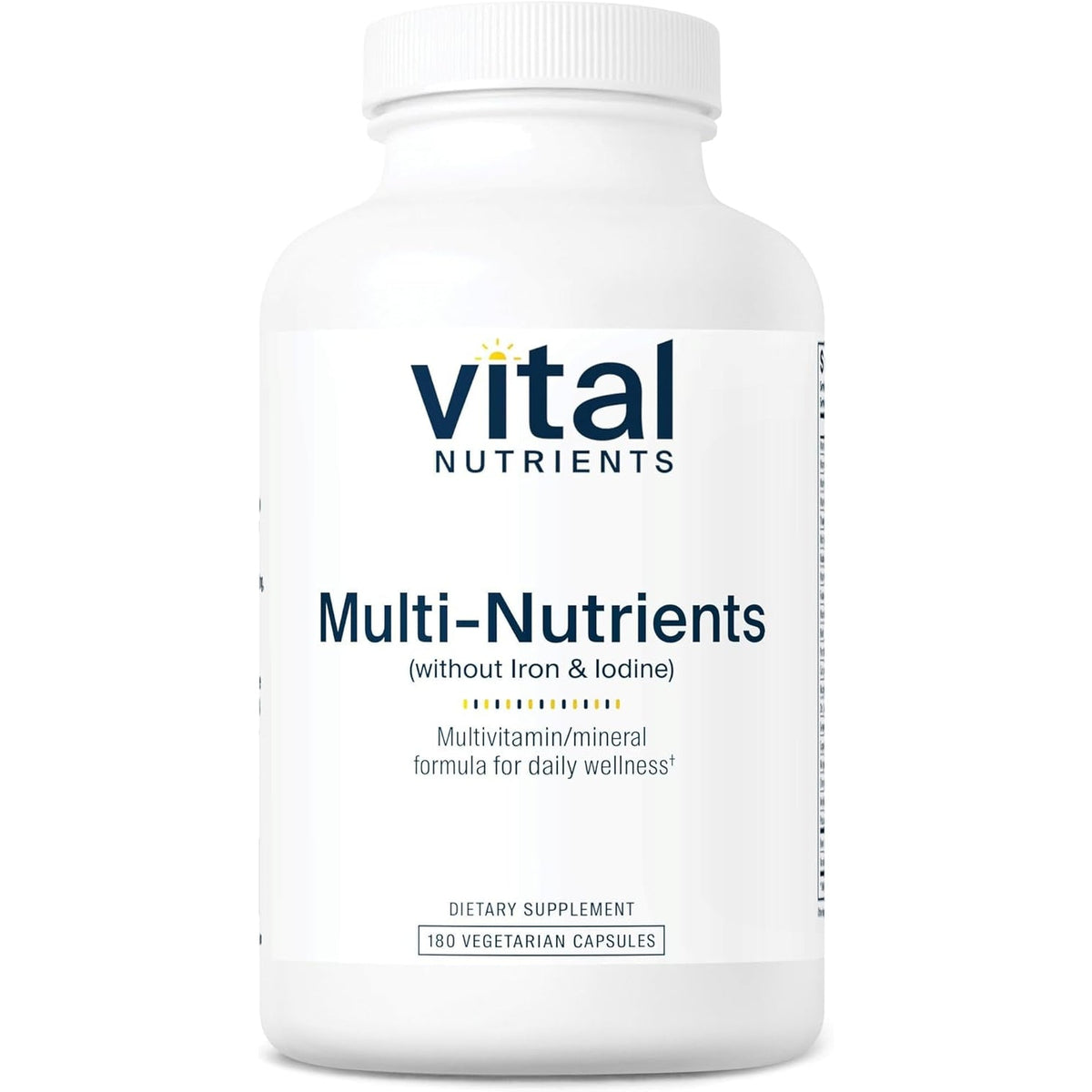 Vital Nutrients Multi-Nutrients (No Iron or Iodine) - Comprehensive Vegetarian Daily Multivitamin and Mineral Formula with Potent Antioxidants* - Gluten, Dairy, Soy Free - Non-Gmo - 180 Capsules