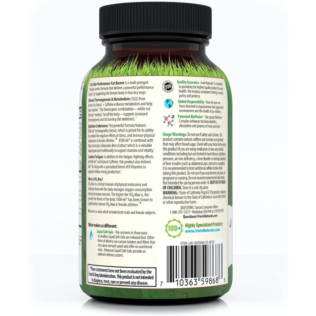Irwin Naturals V02 Max Performance Fat Burner 60 Liquid Softgels
