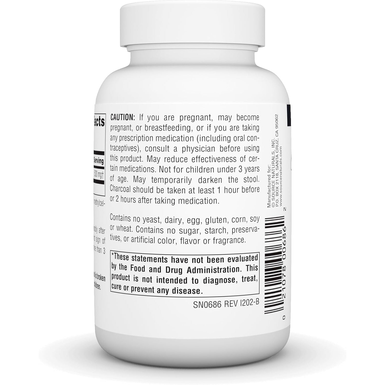 Source Naturals Charcoal - 100% Pure Activated, Digestive Aid - 100 Capsules