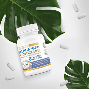 Alpha GPC + Citicoline 60 Ct, 1600Mg Concentrated Formula- 99%+Highly Purified & Bioavailable Nootropic-Cognitive Enhancer, Supports Memory, Brain Function, Boosts Focus, Mood & Energy