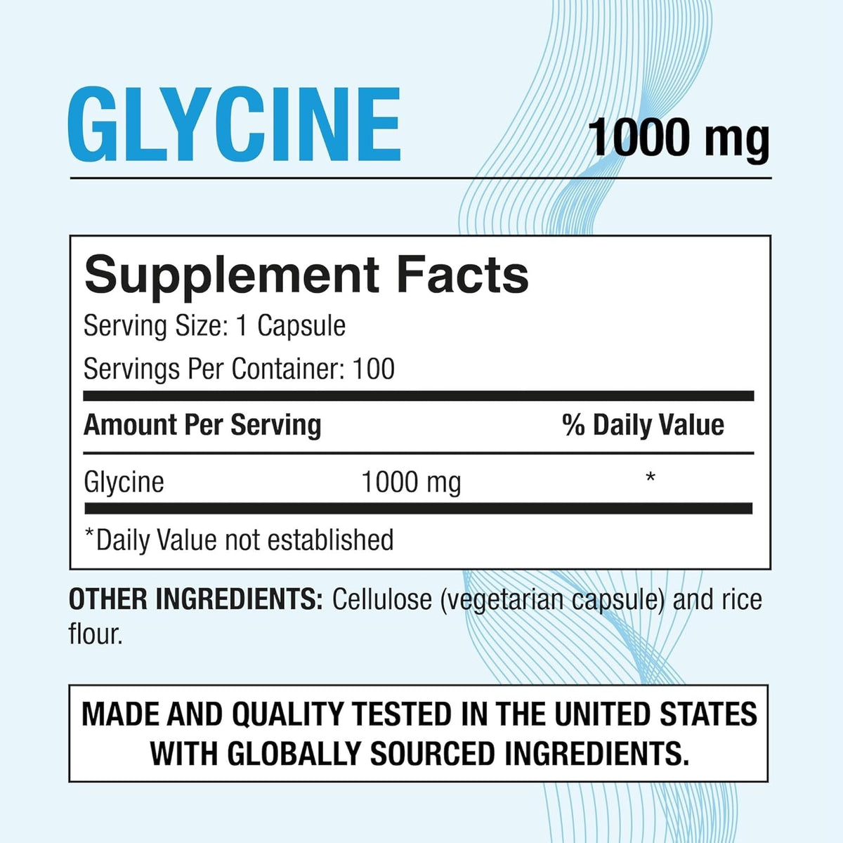 Puregen Labs Glycine 1000Mg [High Potency] 100 Vegetarian Capsules, Promotes Healthy Rest | No Harmful Additives | Non-Gmo, NO Gluten and Dairy -100 Servings