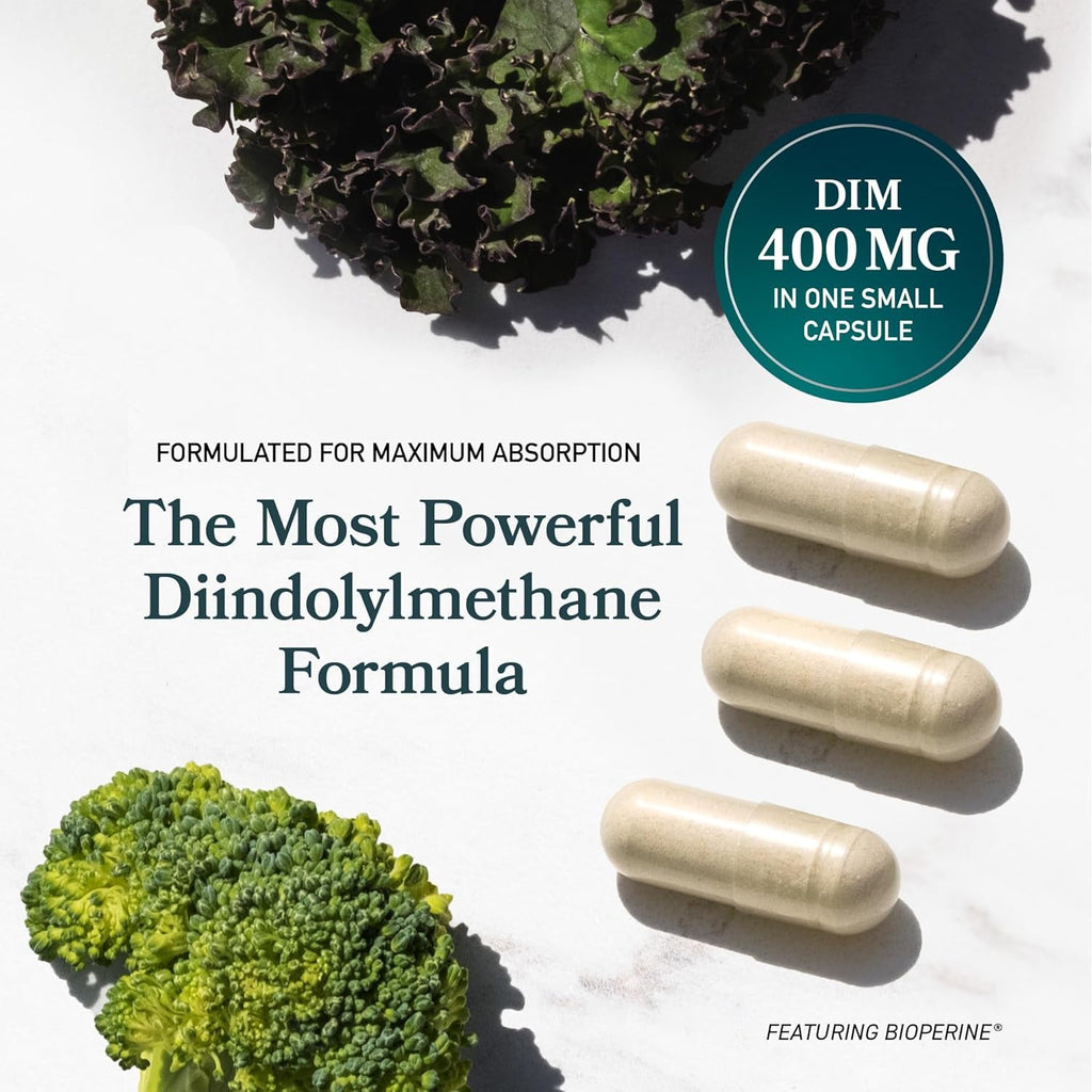 DIM Supplement 400MG Extra Strength | Hormone Balance for Men and Women | Menopause, Acne, Hot Flashes Relief, Prostate & Antioxidant Support | Third-Party Tested, Soy-Free, Gluten-Free | 90 Ct.