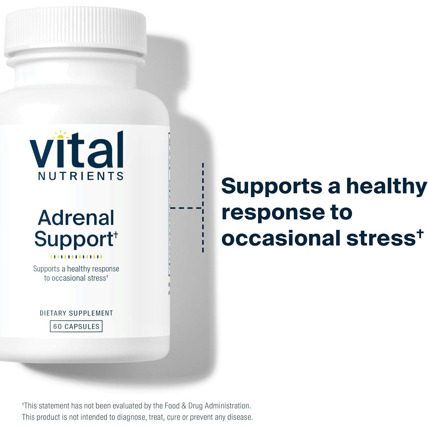 Vital Nutrients Adrenal Support - Adrenal Support Supplements for Gland Function and Cortisol Management - Supports Energy and Stress Levels - Gluten, Dairy, Soy Free - 60 Capsules