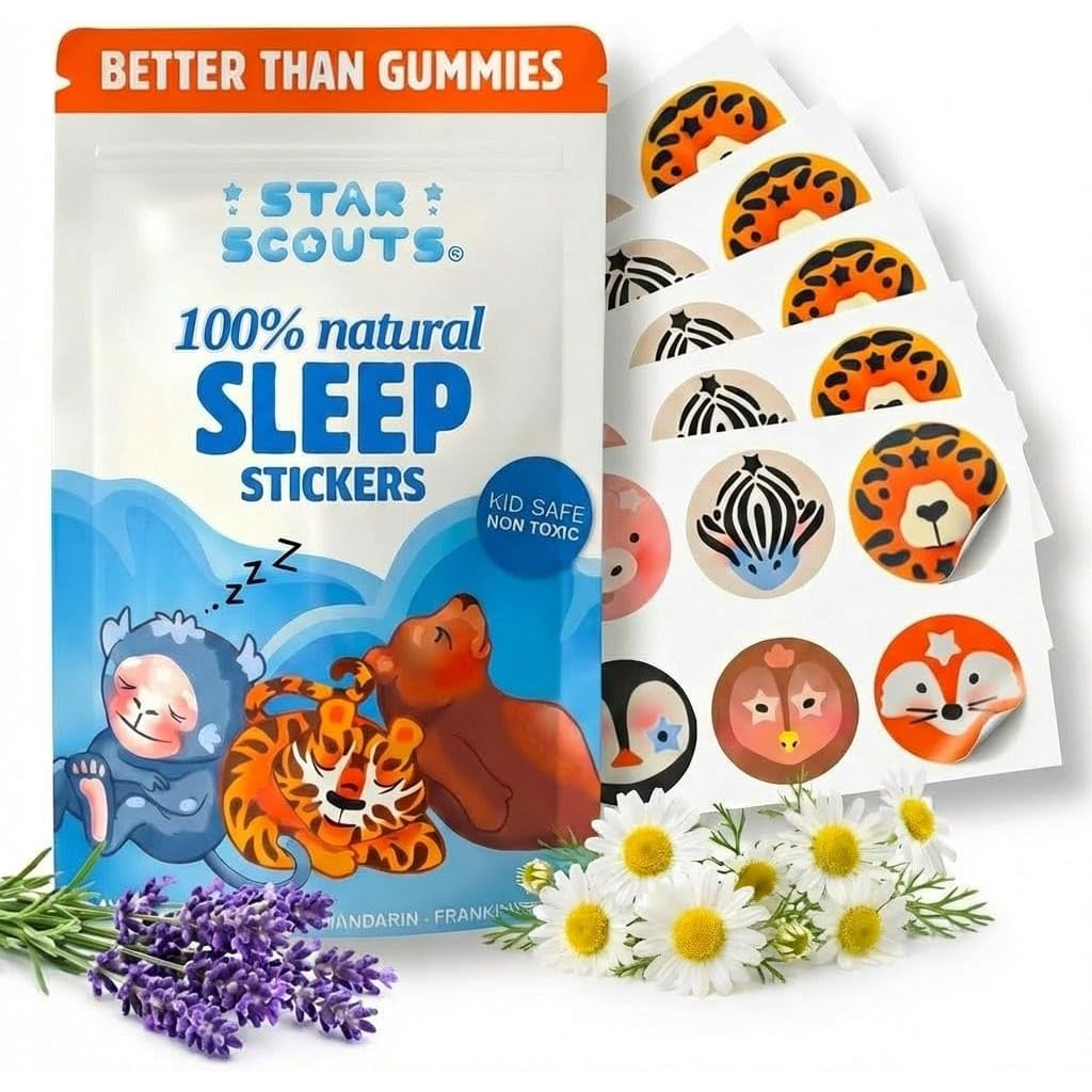 Star Scouts Sleep Patches for Kids - 30 Calming Sleepy Stickers for Kids with Sleeping Chart - Melatonin-Free Sleep Aid Patches for Toddlers, Children & Teens with Lavender & Chamomile Oils