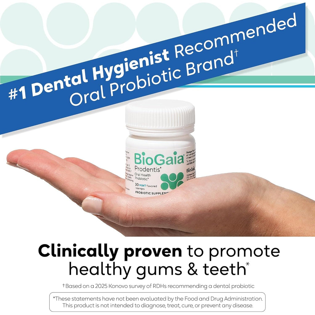Biogaia Prodentis | Oral Probiotics | Promotes Healthy Gums & Teeth | Defends against Bad Breath & Dental Problems | Improves Oral Health | Mint Flavored | 30 Dental Probiotic Lozenges