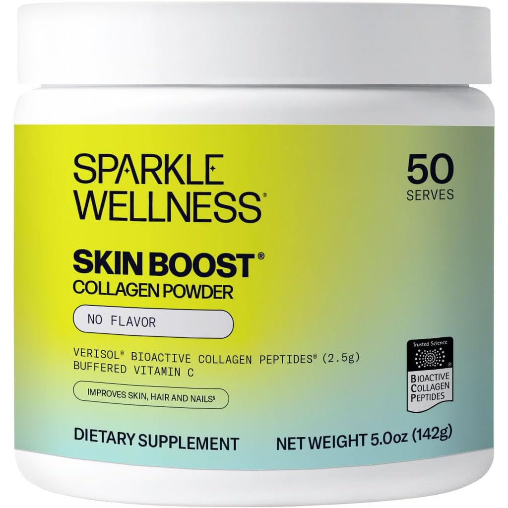 Sparkle Wellness VERISOL Bioactive Hydrolyzed Collagen Peptides | Collagen Powder Supplement with Vitamin C for Skin, Hair & Nail Health | Skin Boost (No Flavor) [50-Serves]
