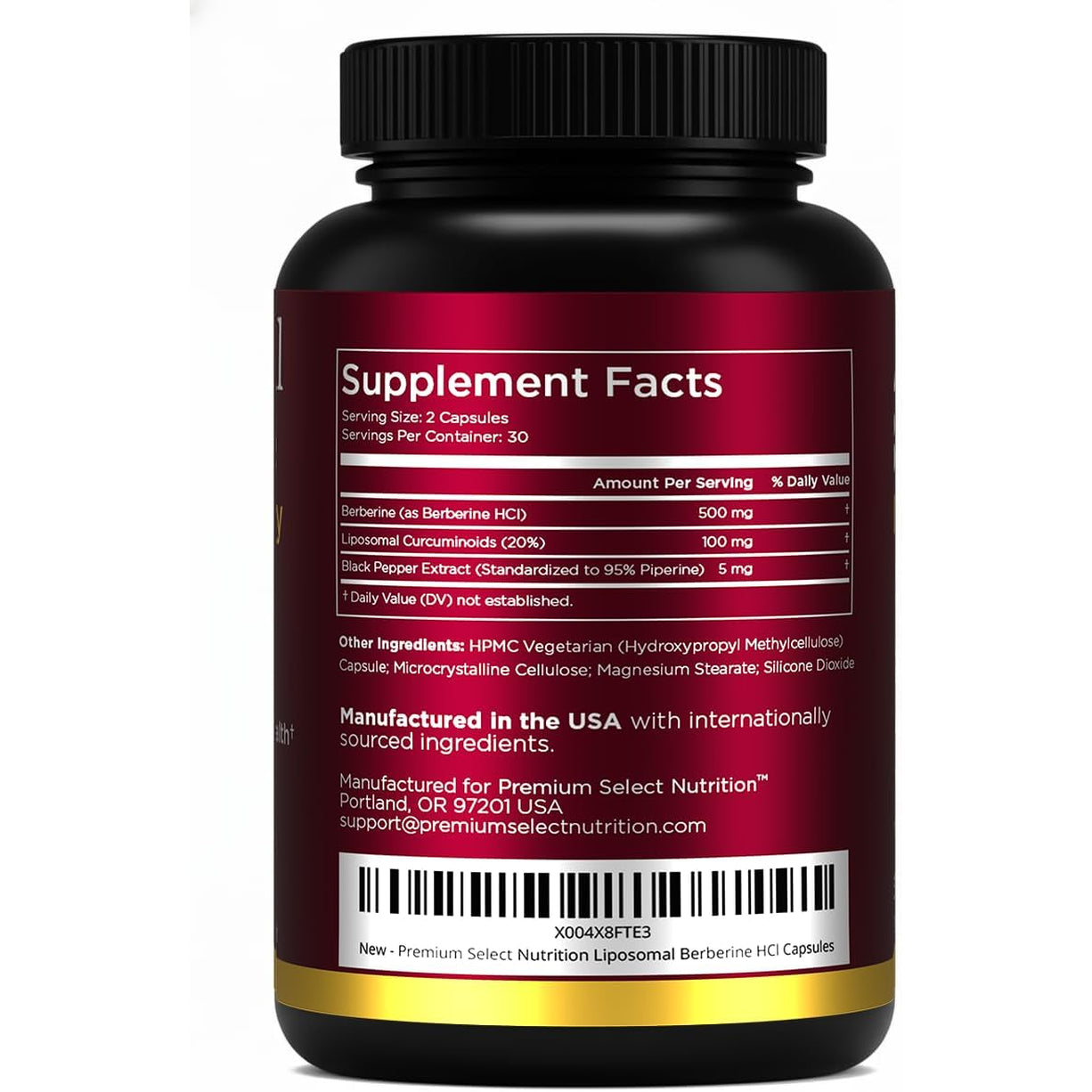 Liposomal Berberine HCL Capsules Supplement for Men and Women - 60 Capsules, 30 Servings - Third Party Tested, Made in USA
