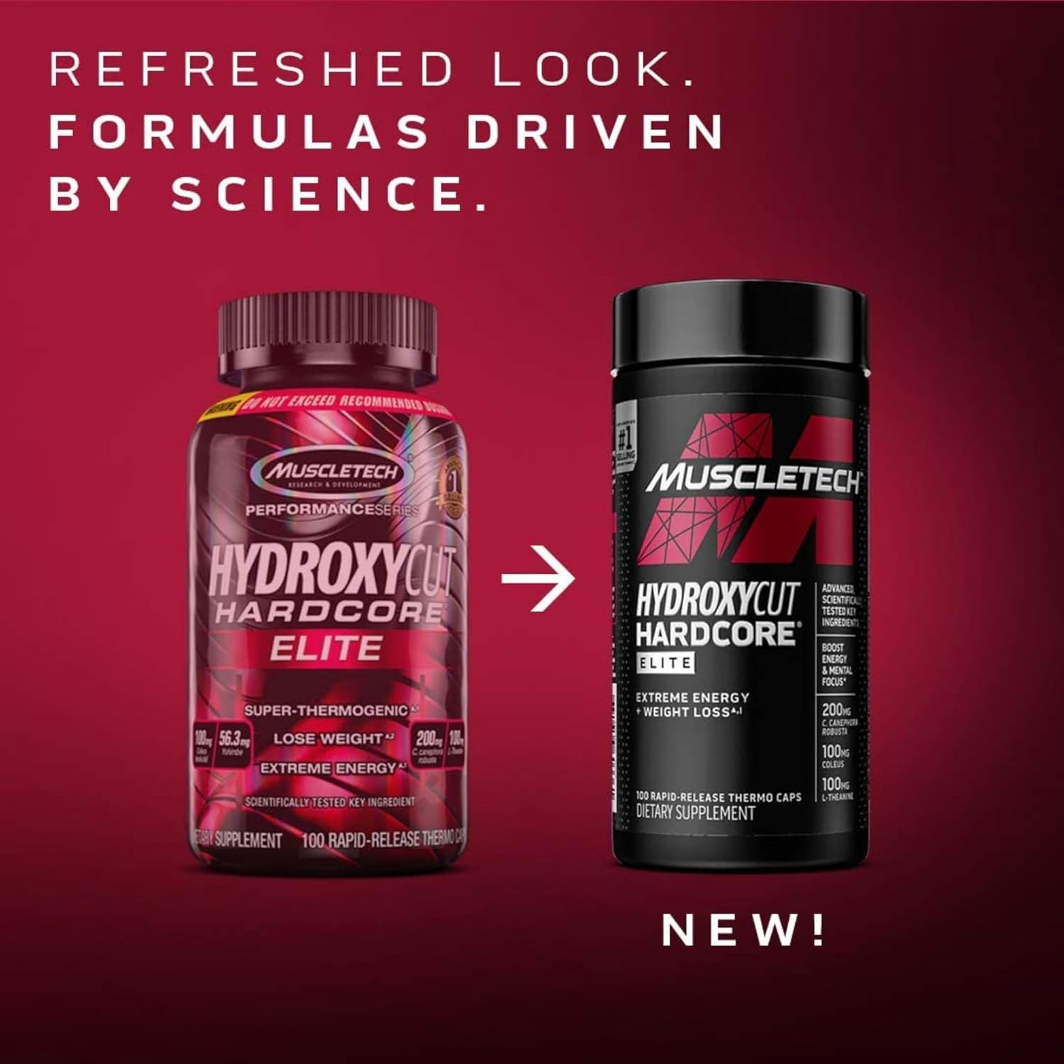 Hydroxycut Hardcore Elite - Energy & Metabolism Support for Men & Women - 270 Mg Caffeine Anhydrous & 200 Mg Green Coffee Extract - Rapid Release Capsules - 100 Count
