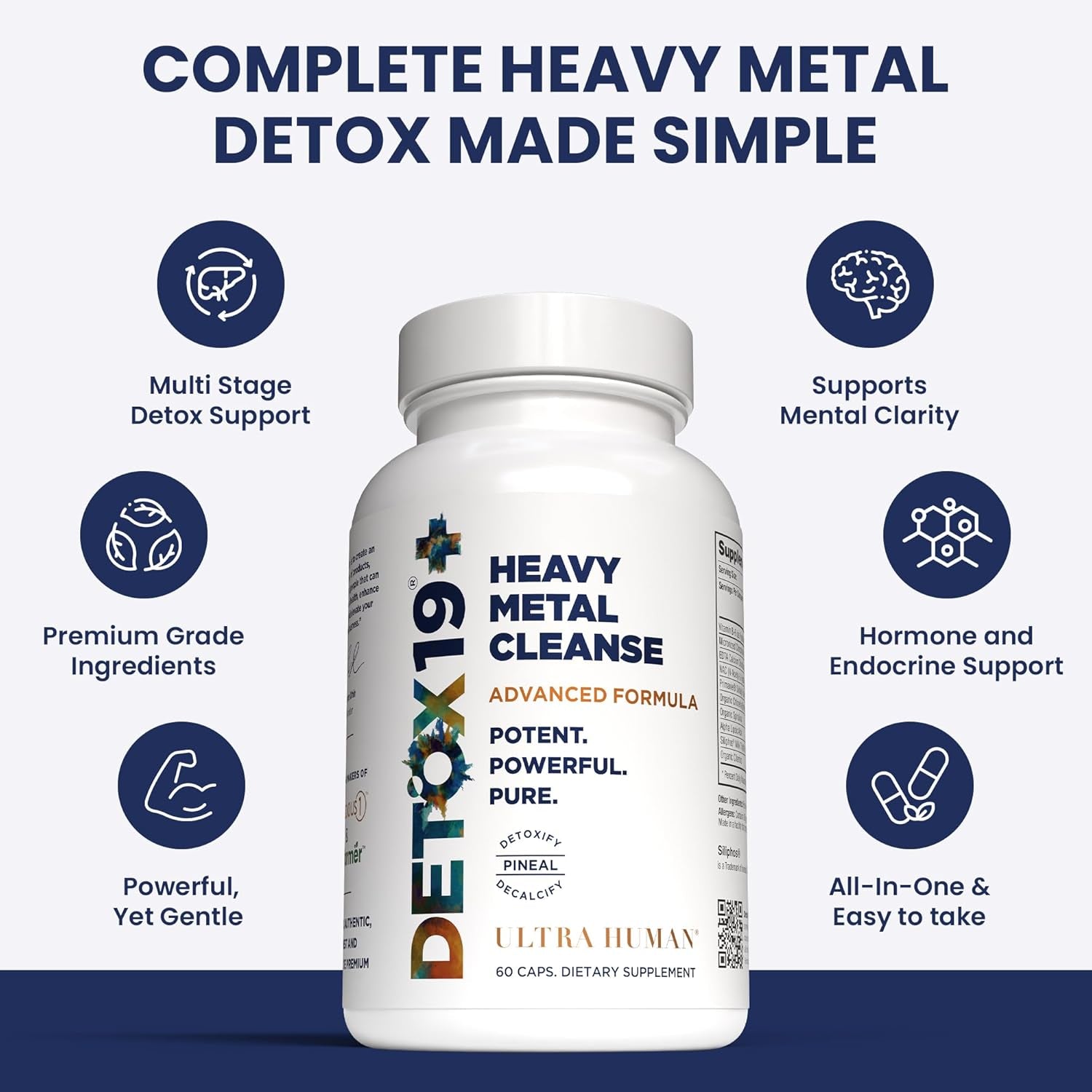 Ultra Human Daily Wellness Support – Heavy Metal Detox Cleanse, with Zeolite, Shilajit, Organic Chlorella & Spirulina, NAC & Alpha Lipoic. Supports Daily Detox, Cognition, Immune System -(Made in USA)