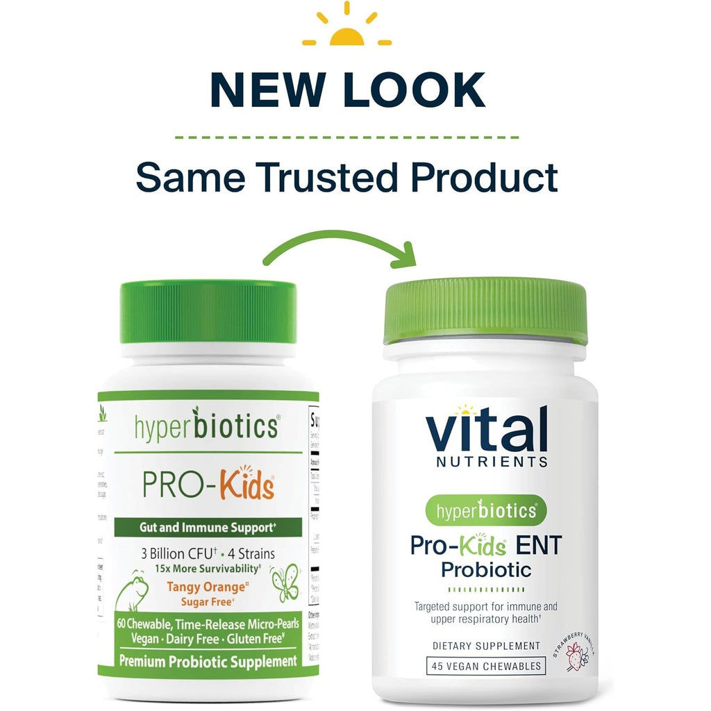 Hyperbiotics Vital Nutrients Pro Kids Probiotic ENT | Toddler Probiotics for Kids Ear, Nose and Throat | Targeted Immune and Digestive Health | Strawberry-Vanilla 45 Sugar-Free Chewable Tablets