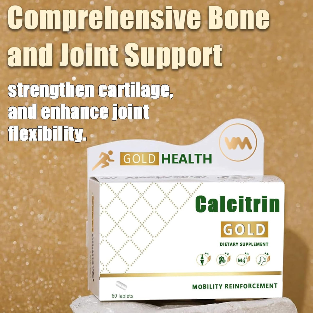 Calcitrin Gold Dietary Supplement - Mobility & Bone Strength Support, Joint Strength Supplement, Suitable for Men, Elderly and Women, 60 Tablets (1Pc)
