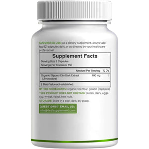 DEAL SUPPLEMENT Slippery Elm Capsules – 300 Pills, Made with Organic Inner Bark Powder Extract – Natural Herb for Soothing Throat & Digestive Support – Non-Gmo