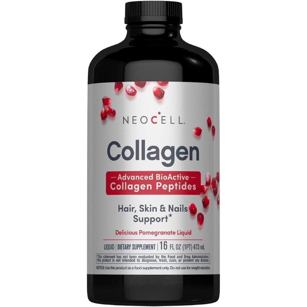 Neocell Liquid Collagen, Skin, Hair, Nails and Joints Supplement, Includes Fruit Juice Concentrates and Green Tea Blend, Pomegranate, 16 Oz., 1 Bottle