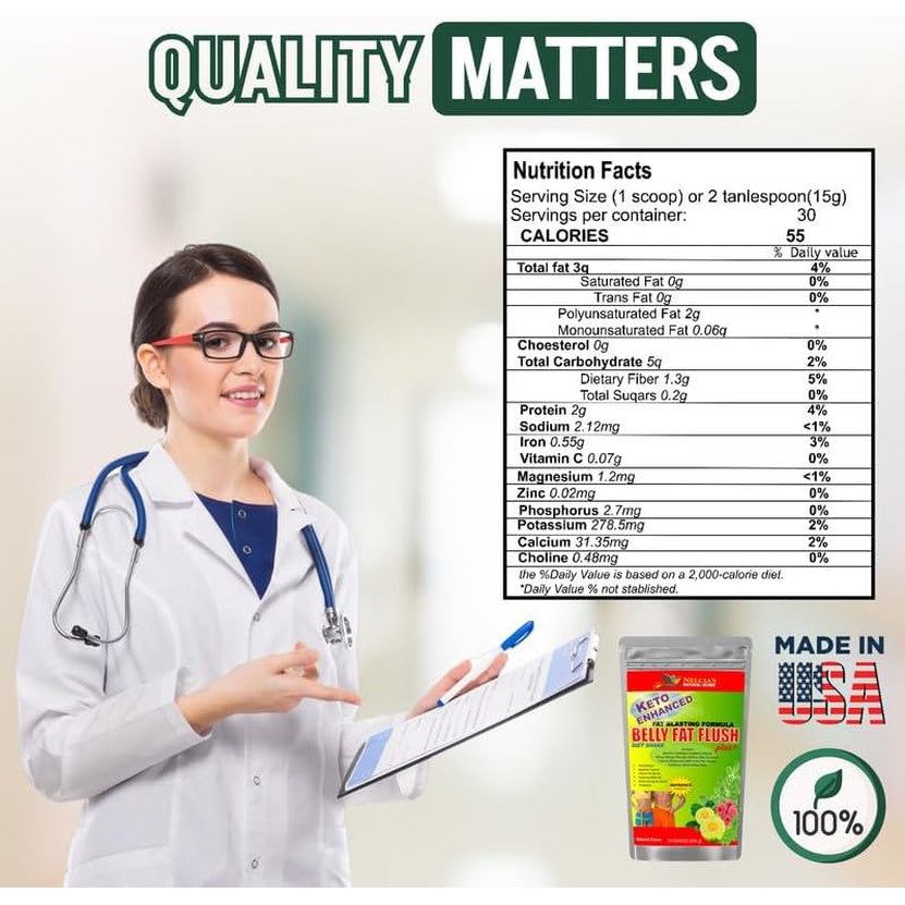 NELCIA'S NATURAL HERBS Belly Fat Burner for Men & Women | Probiotics & Appetite Suppressant for Weight Loss Supplement Powder| Metabolism Booster Raspberry Ketones, Green Tea|16 Oz 30 Servings