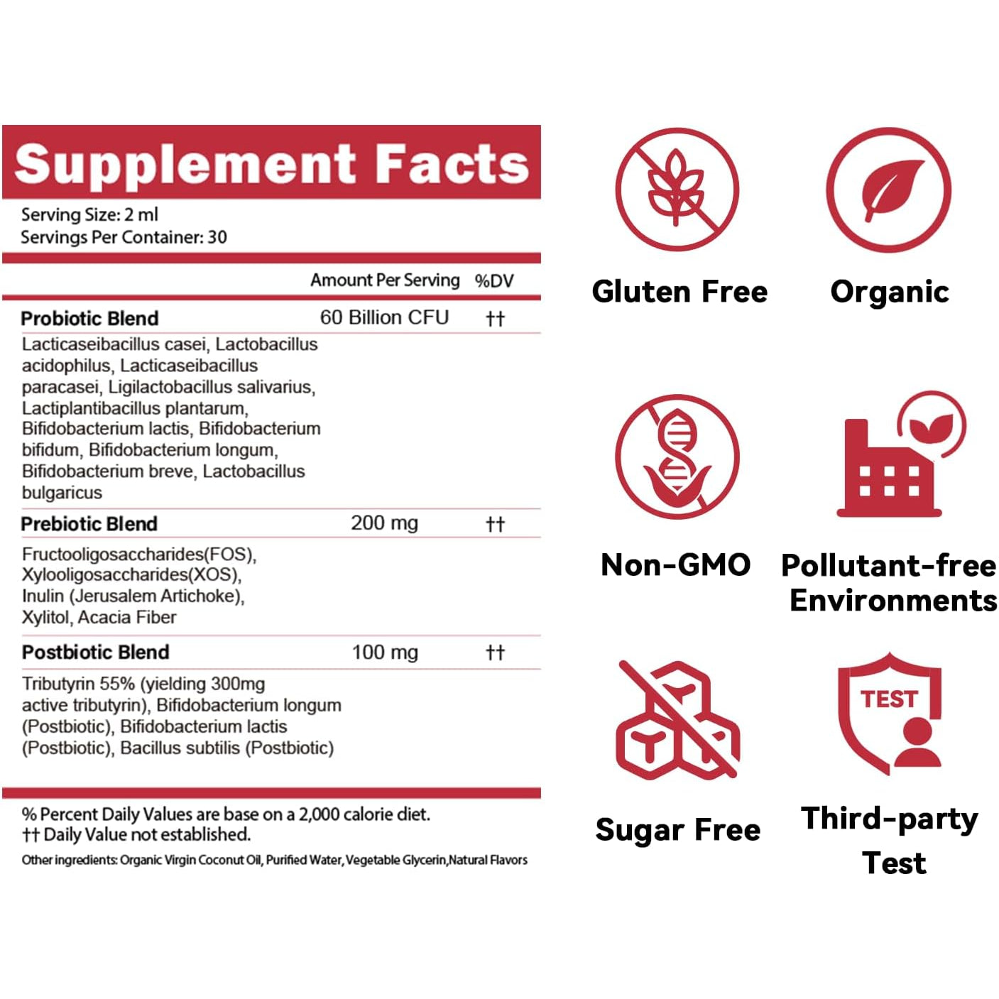 Synbiotic Probiotic Prebiotic Post -Biotic Liquid Drops, Advanced 3-In-1 60 Billion CFU 10 Strains W/Immune Tributyrin Postbiotic for Gut Health & Digestive Support, Daily Complete Immune, Women Men
