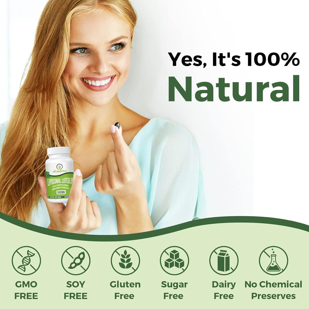 Ulmubra Liposomal Luteolin 500MG, Maximum Absorption, Potent Flavonoid, 60 Softgels, Luteolin Supplement, Non-Gmo, Gluten Free