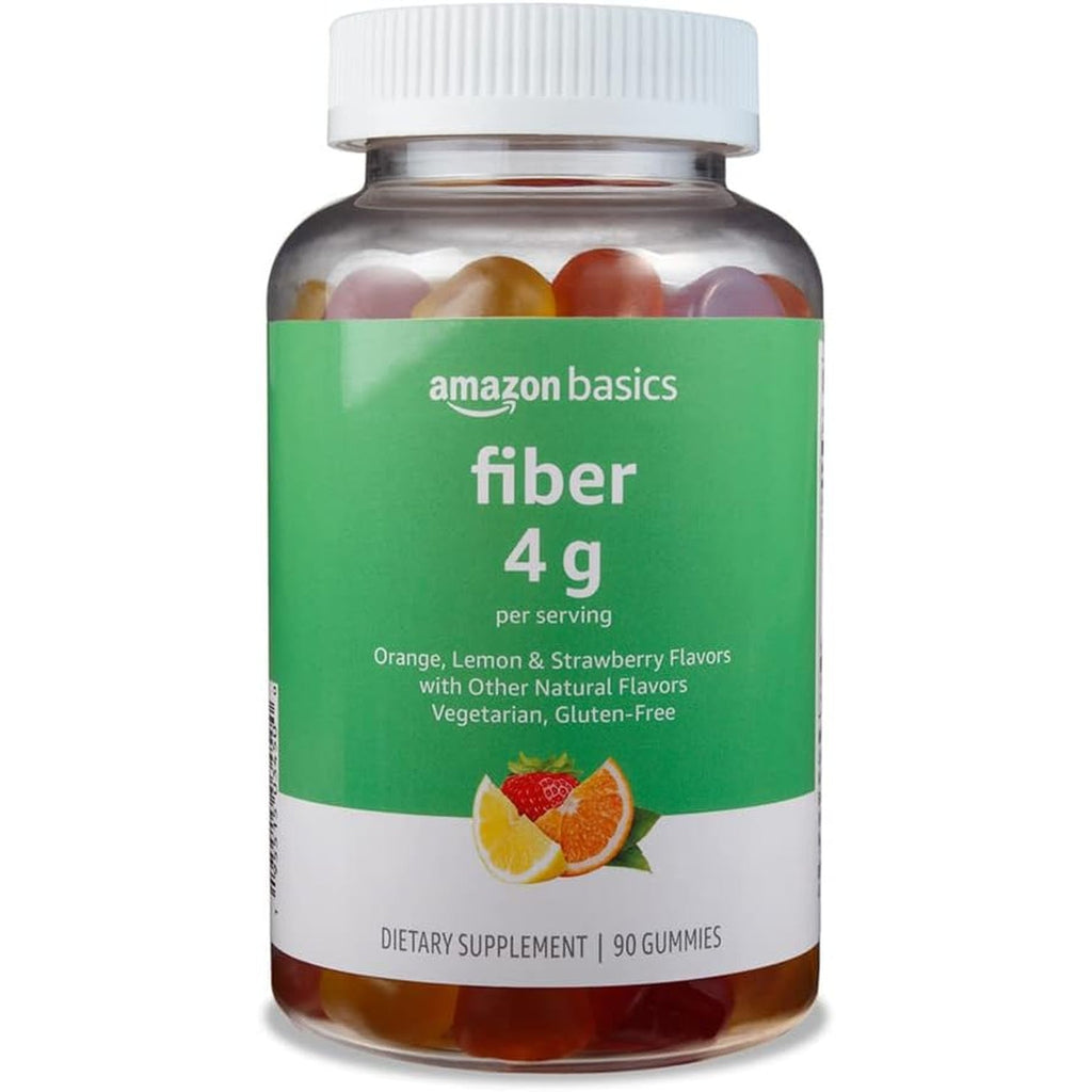 Amazon Basics Soft Fiber Gummies for Digestive Health and Regularity, Orange, Lemon & Strawberry Flavors, 90 Count, Pack of 1 (Previously Solimo)