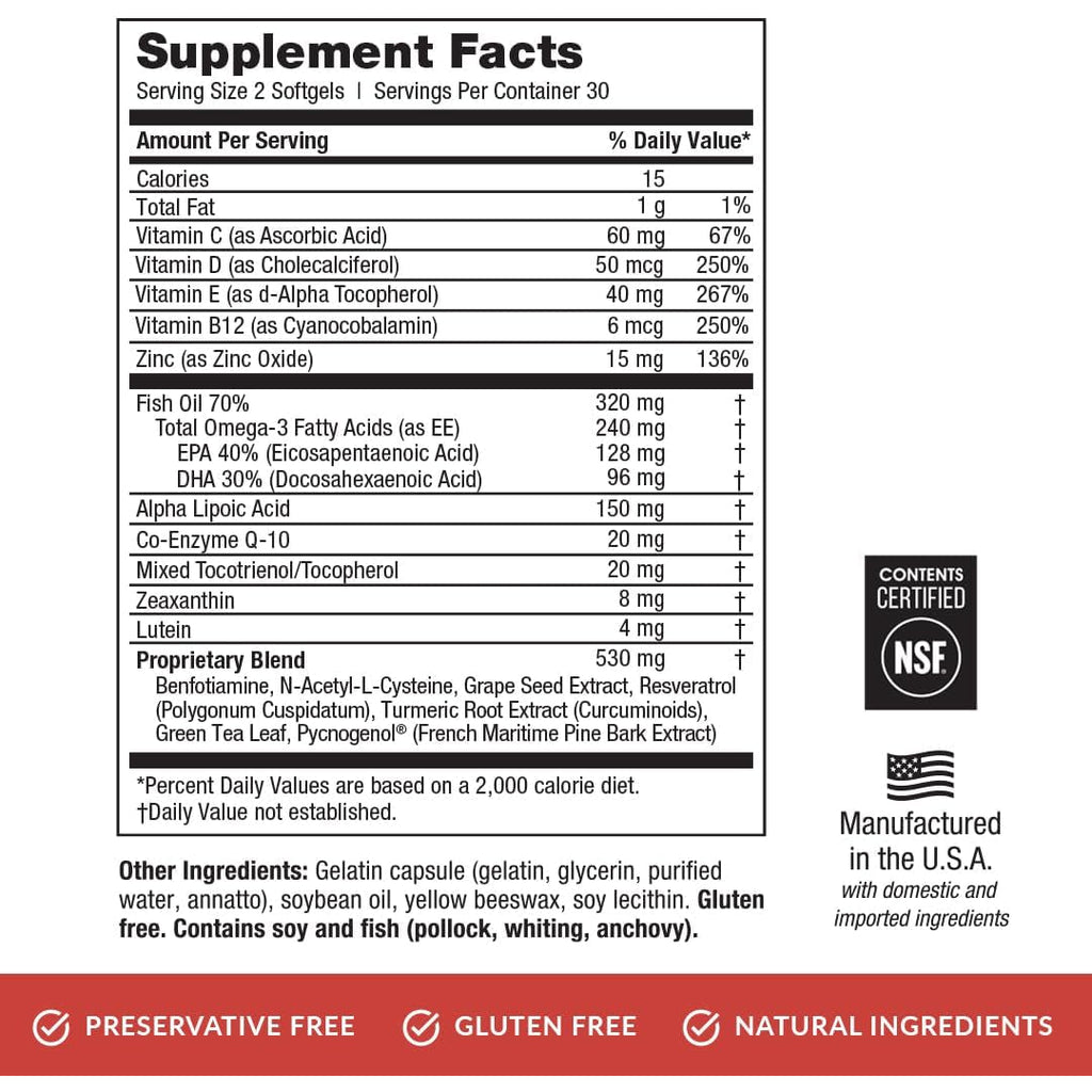 Eyepromise DVS Eye Vitamin - 60 Softgels, 30-Day Supply - Eye Supplement with Zeaxanthin and Lutein for Retinal Support & Improved Visual Function