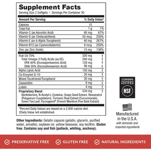Eyepromise DVS Eye Vitamin - 60 Softgels, 30-Day Supply - Eye Supplement with Zeaxanthin and Lutein for Retinal Support & Improved Visual Function