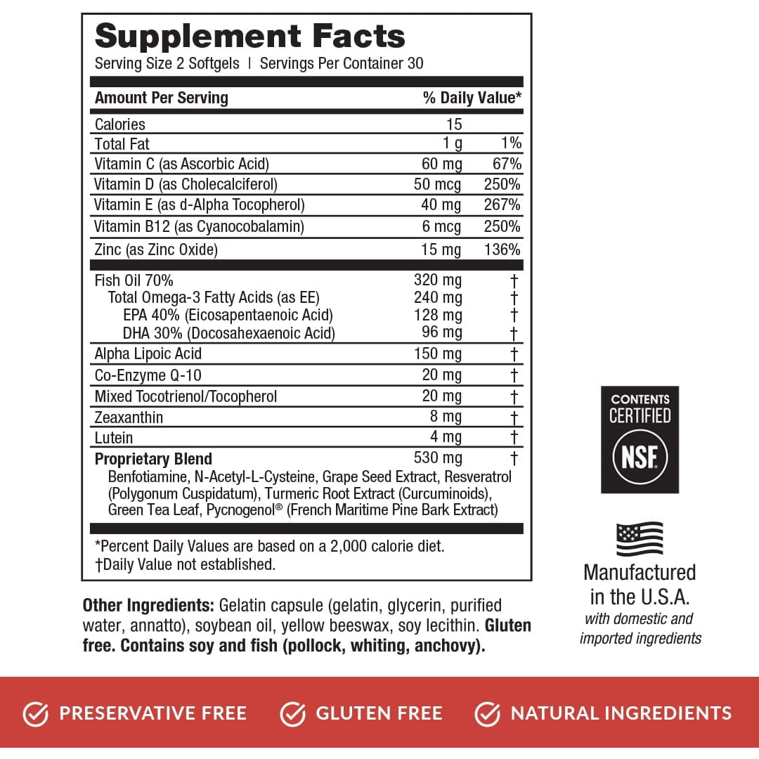 Eyepromise DVS Eye Vitamin - 60 Softgels, 30-Day Supply - Eye Supplement with Zeaxanthin and Lutein for Retinal Support & Improved Visual Function