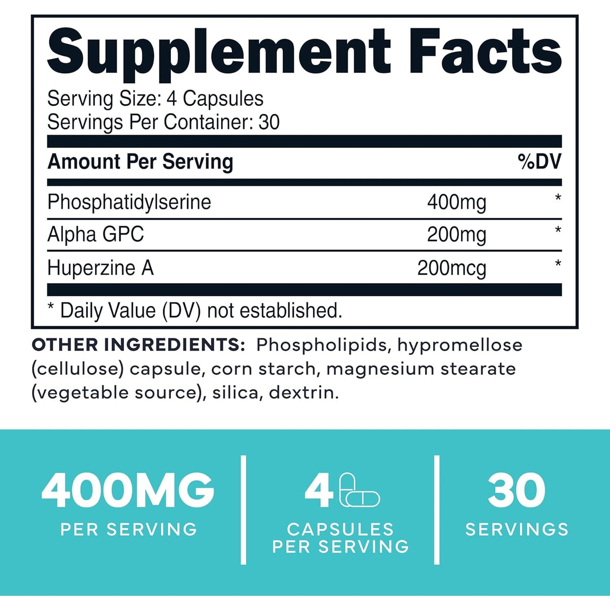 Type Zero Phosphatidylserine 3X Strength Nootropics Brain Support Supplement W/Alpha GPC, Huperzine a & Phosphatidylserine - Clean Focus & Memory Supplement for Brain Pills