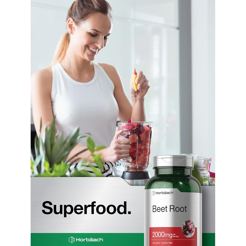 Horbäach Beet Root Powder Capsules | 220 Pills | Herbal Extract | Non-Gmo, Gluten Free Supplement