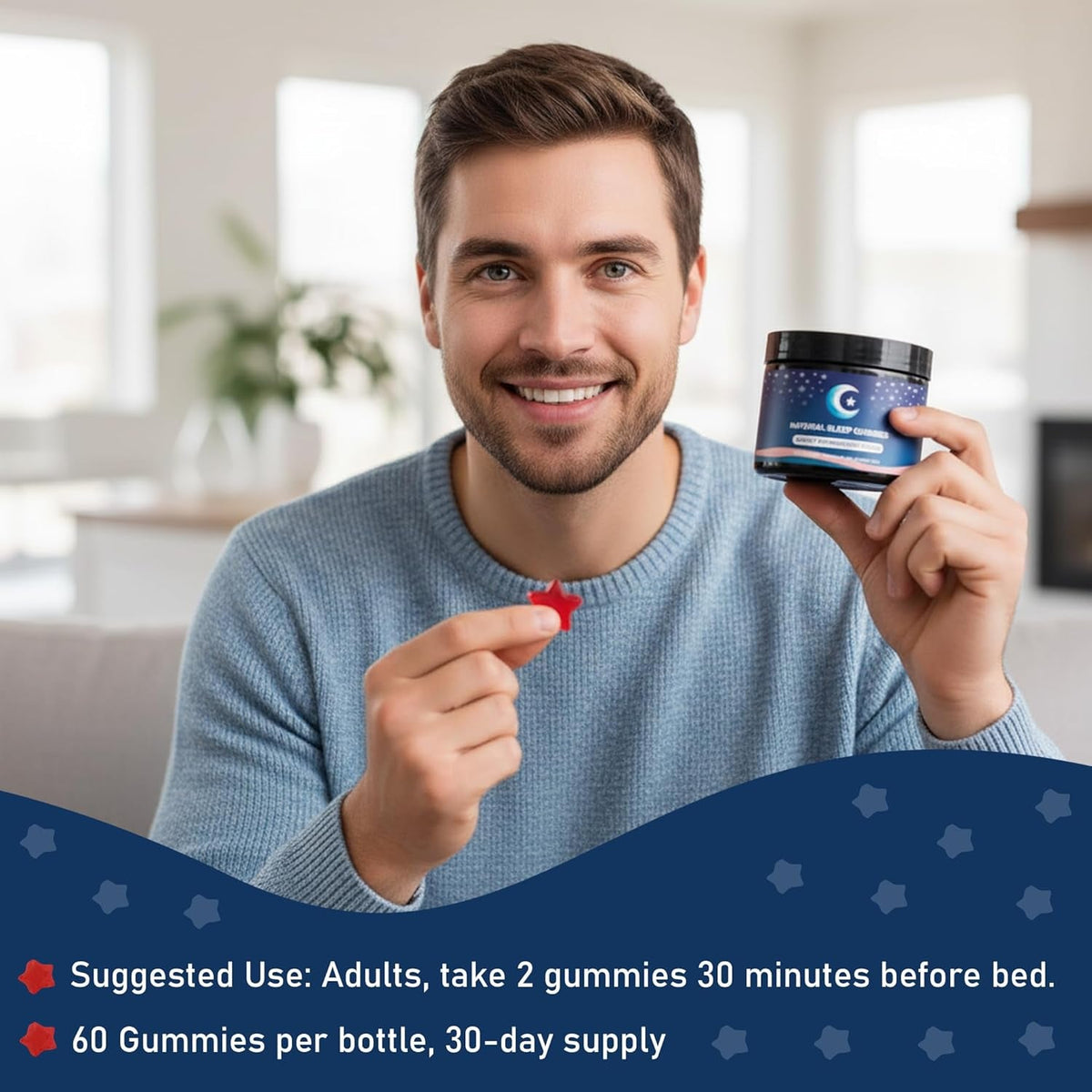 ZAYMAN Melatonin Free Sleep Gummies, Natural Sleep Aid Gummies with L-Theanine, Magnesium Glycinate, Valerian Root, Passionflower - Sugar Free, Strawberry Flavor, Vegan, 60 Count