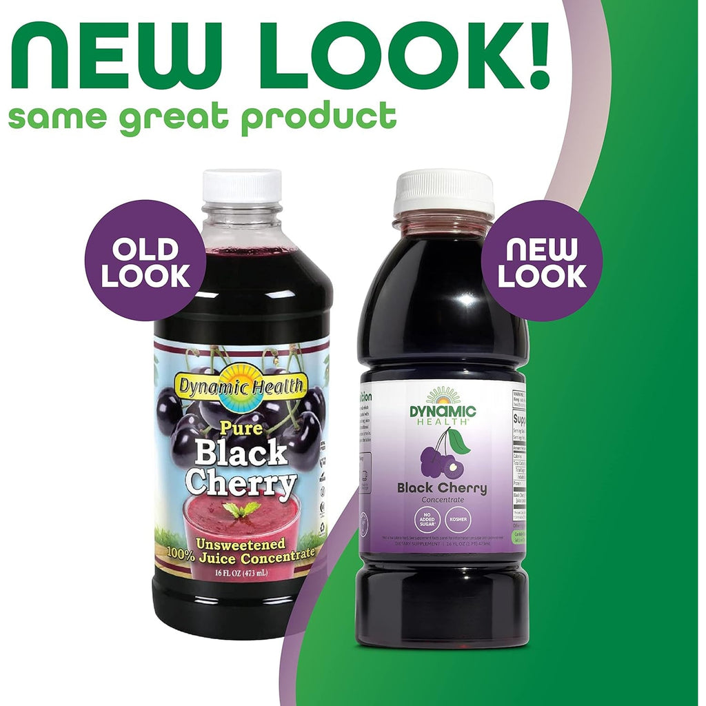 Dynamic Health 100% Pure Black Cherry Juice Concentrate, No Additives, Antioxidant Supplement, Urinary Tract & Joint Support, 16 Fl Oz