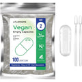 Empty Vegan Capsules Size 2 - Empty (100 Count) DIY Filling - Veggie Capsules with 2 Micro Lab Spoons for Filling