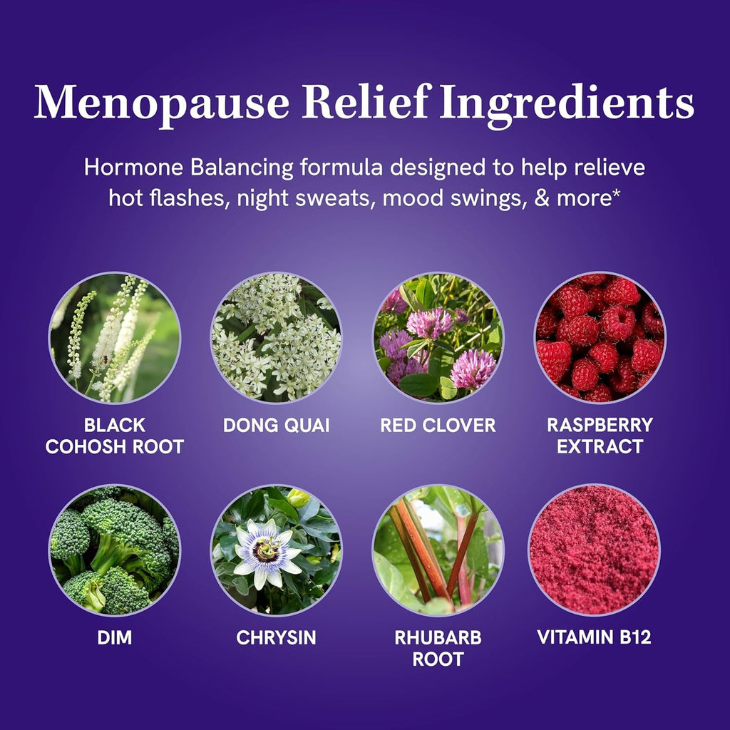 Menopause Supplement for Women Hot Flashes & Night Sweats | Hormone Balance, Menopause Relief for Women & Perimenopause Support | with Black Cohosh, DIM & Red Clover | Third-Party Tested | 30 Ct
