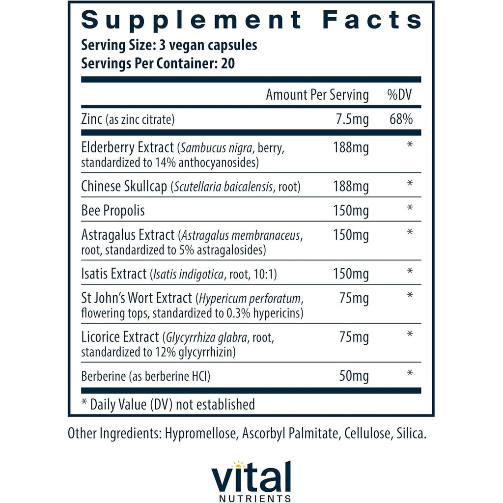 Vital Nutrients Viracon - Vegan Immune Support Supplement* - Zinc, Elderberry, Licorice Root Extract, & Other Herbs for Comprehensive Immune Support - Gluten, Dairy, Soy Free - Non-Gmo - 60 Capsules