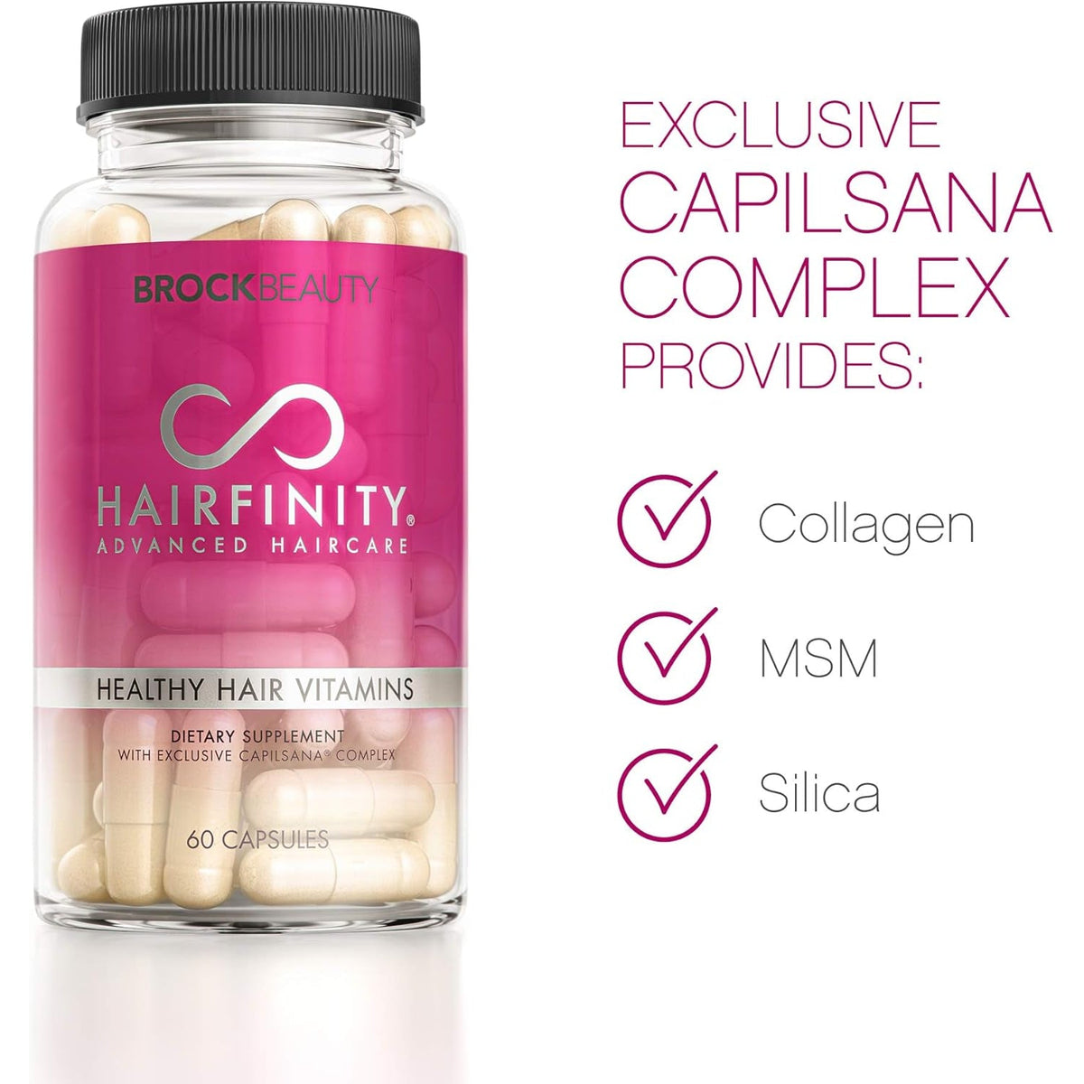 Hairfinity Hair Vitamins - Scientifically Formulated with Biotin, Amino Acids, and a Vitamin Supplement That Helps Support Hair Growth - Vegan - 60 Veggie Capsules (1 Month Supply)