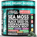 Clean Nutra Organic Sea Moss Capsules with Ashwagandha, Black Seed Oil, Burdock Root, Bladderwrack, Moringa, Chlorella, Spirulina, Turmeric, Elderberry, Amla � 90 Vegan Capsules � Miraclemin