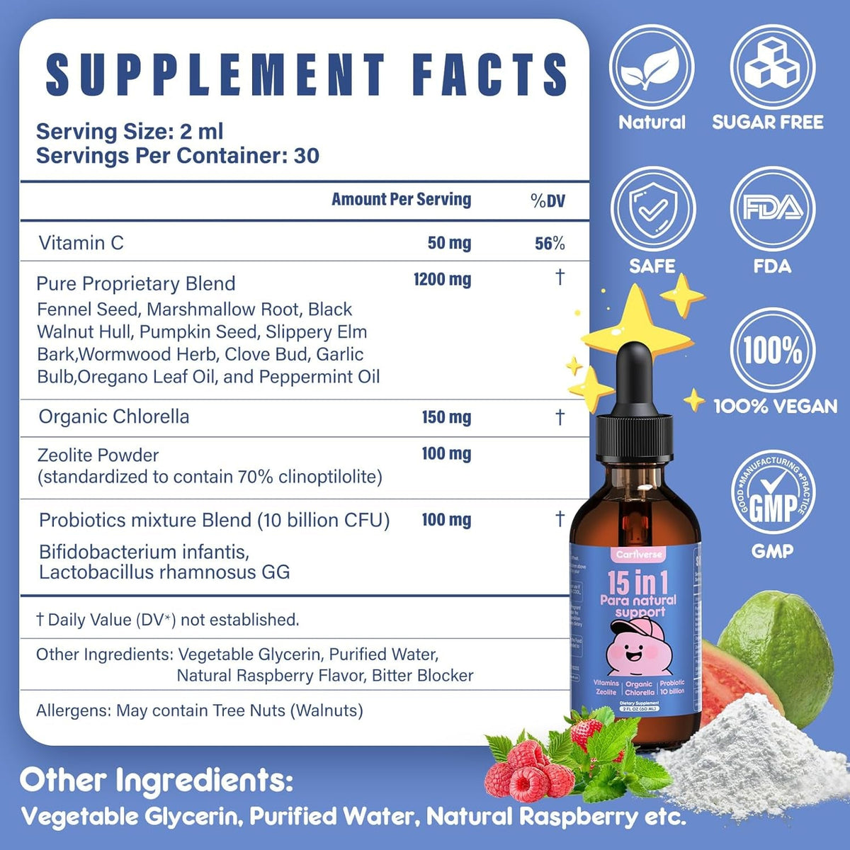 Parasite Cleanse for Humans & Kids,Parasite Cleanse for Children,Zeolite Detox Liquid Drops,Candida Cleanse & Wellness Formula,Contains Wormwood Black Walnut Clove,Organic Chlorella,Oregano,2 Fl Oz